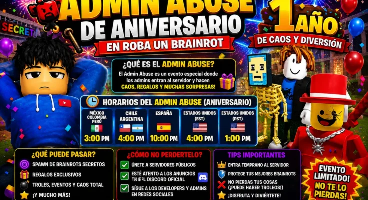 Horarios del Admin Abuse de Aniversario en Roba un Brainrot Todo lo que Necesitas Saber